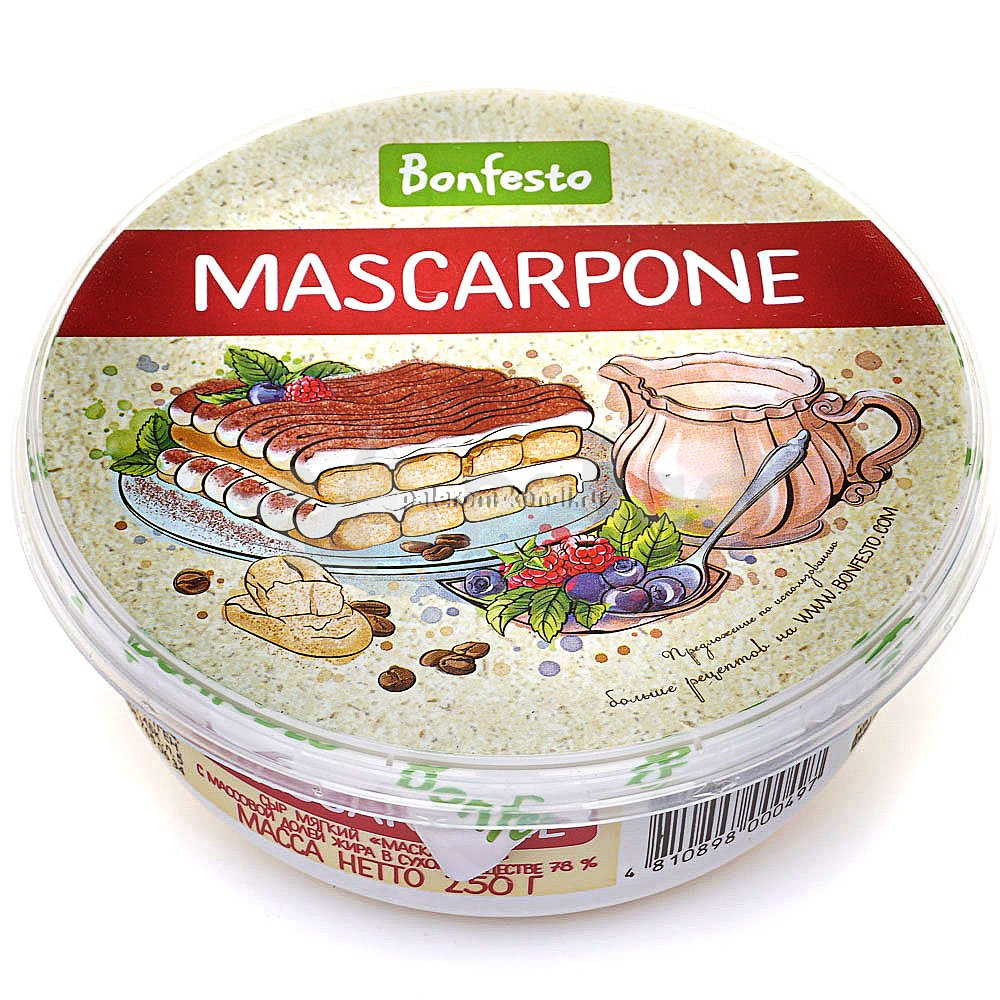Сыр мягкий "Маскарпоне", "Bonfesto" 78%, 250гр