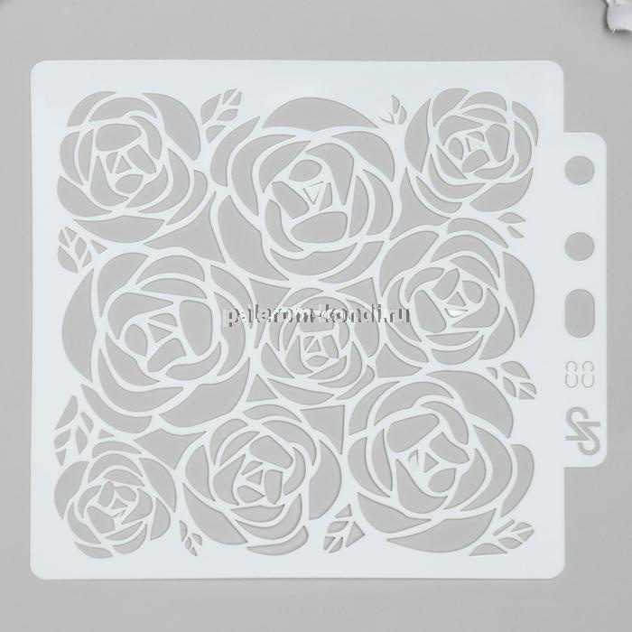 Трафарет пластик "Крупные розы" 13х14 см